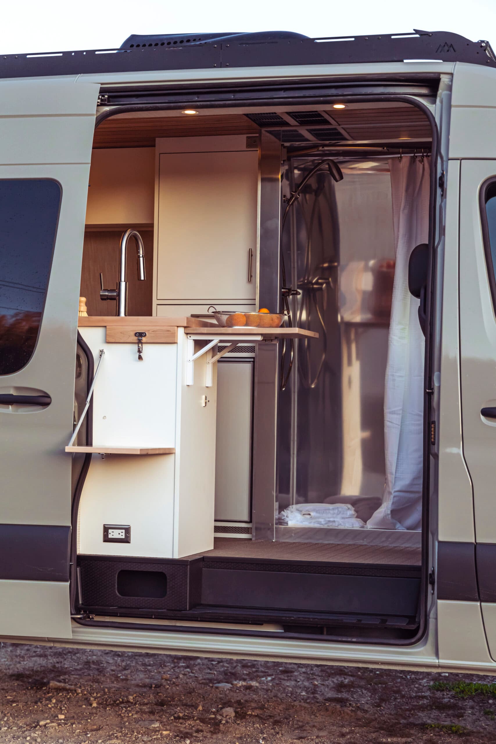 Camper van interior entrance view