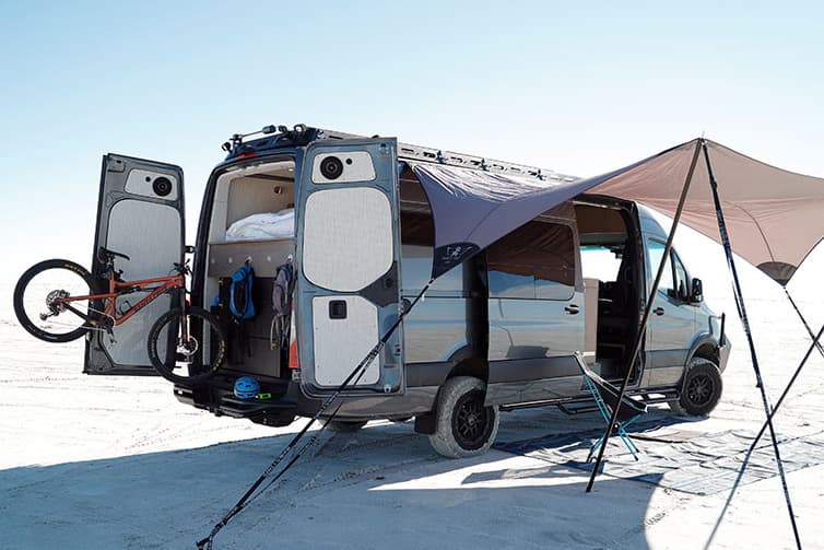 Full camper van buildout in progress at Reparadise