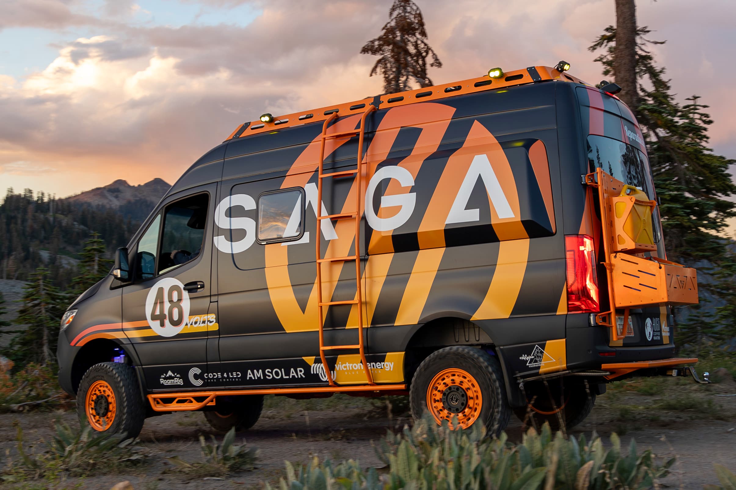 Side-mounted ladder installed on a Sprinter van