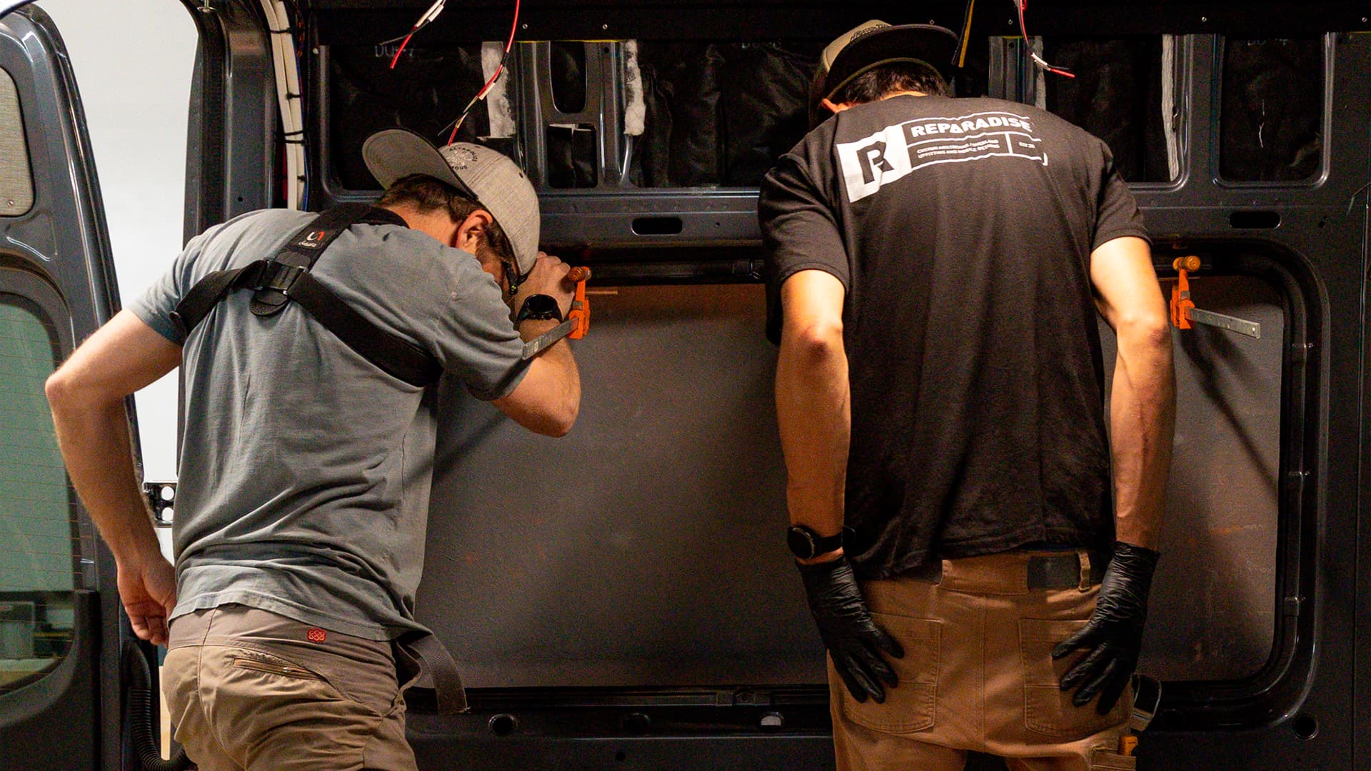 SAGA Vans team van build side flares install