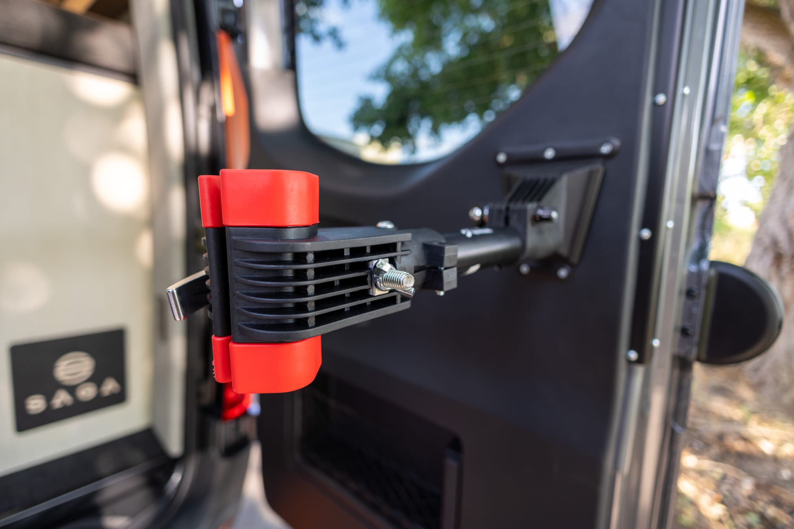 Bike repair mount installed in a van