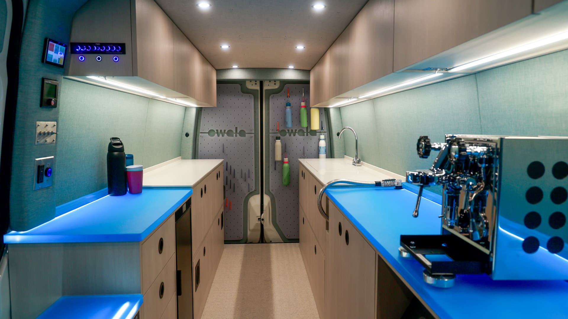 Owala Brand Experience Vehicle interior view looking towards the back