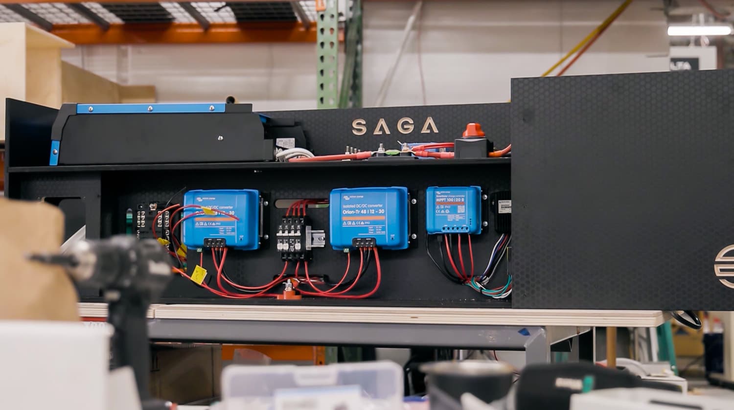 SAGA Vans bench built 48 volt power system