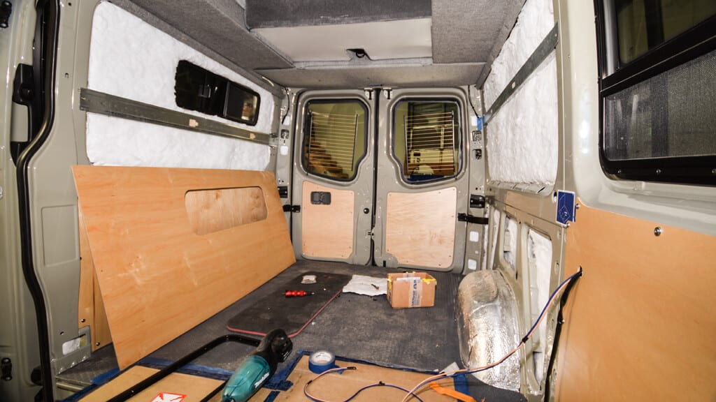 Sprinter van interior wood walls