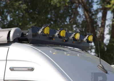 5 inch Pod lights installed on Winnebago Revel roof rack